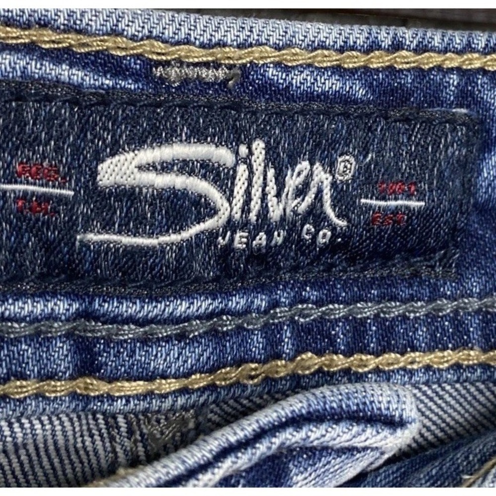 Silver Jeans Sam Boyfriend Women 26x27 Blue Denim Mid Rise Distressed Grunge - Picture 5 of 11